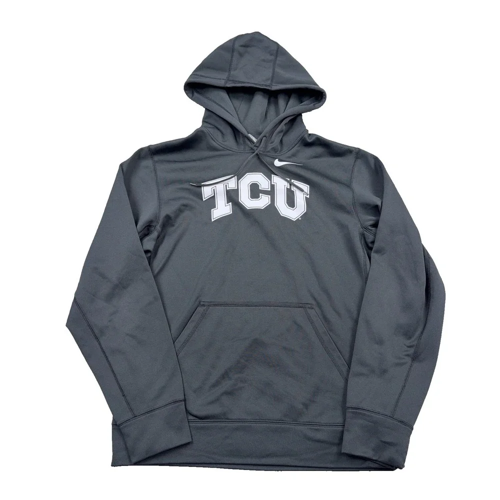 TCU Horned Frogs Hoodie Men Small Gray Nike Therma Dri Fit Sweatshirt Adult